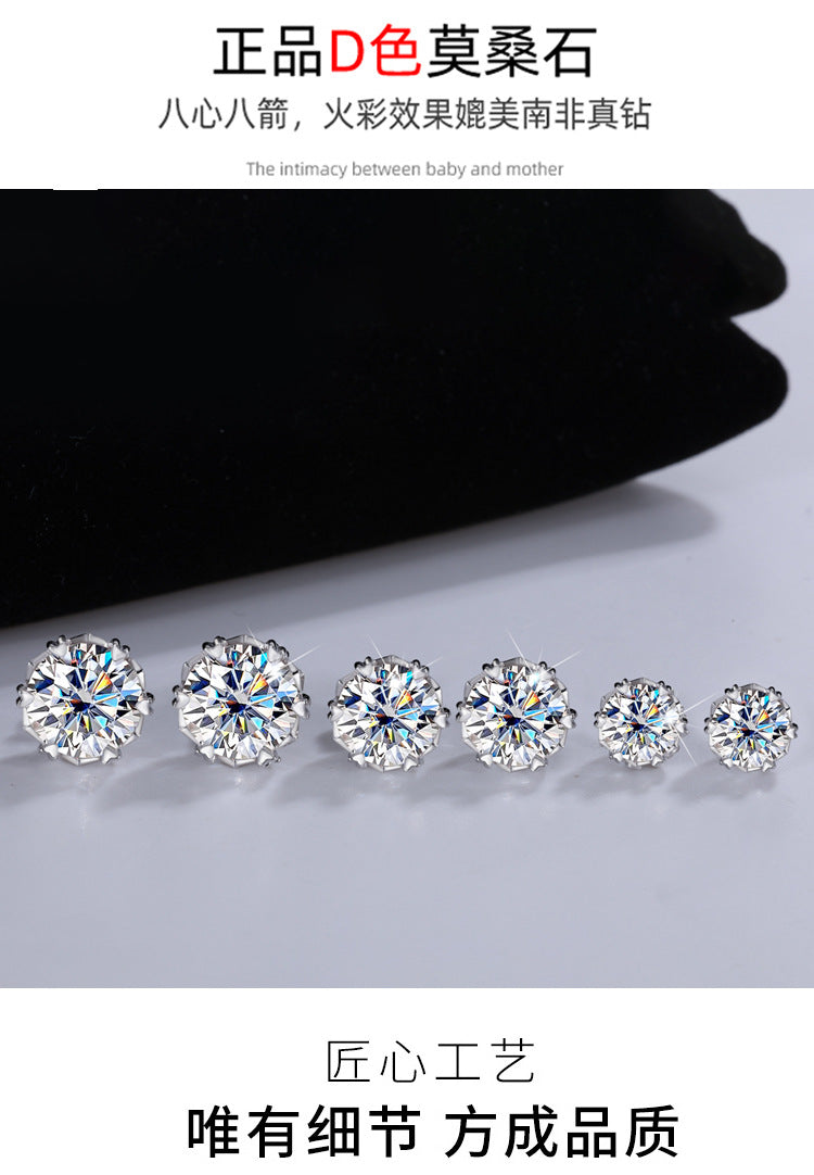 Cross-border hot selling S925Silver Genuine Moissanite Snowflake Earrings Elegant Simple Moissanite Ear Jewelry Factory Wholesale