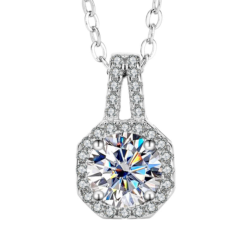 s925Sterling Silver1Clamoissanite Pendant Necklace Silver Pendant Women's Style T Home Square Diamond Pendant Jewelry Live Wholesale
