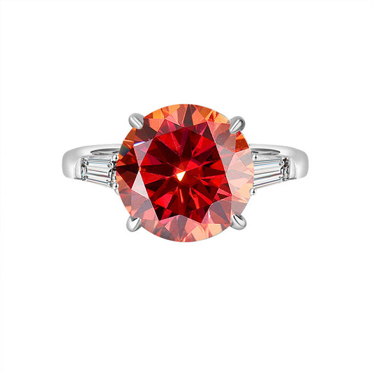 Cross-Border S925Pure Silver Pigeon Egg Four-Claw5Clamoissanite Ring Fashion High-end Women's Ring Factory Wholesale