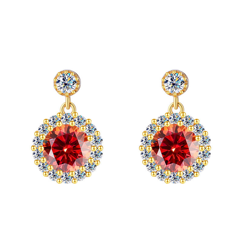 Cross-Border Direct Sales S925Sterling Silver Moissanite Round Stud Earrings Simple Elegant High-end Earrings Moissanite Jewelry Wholesale