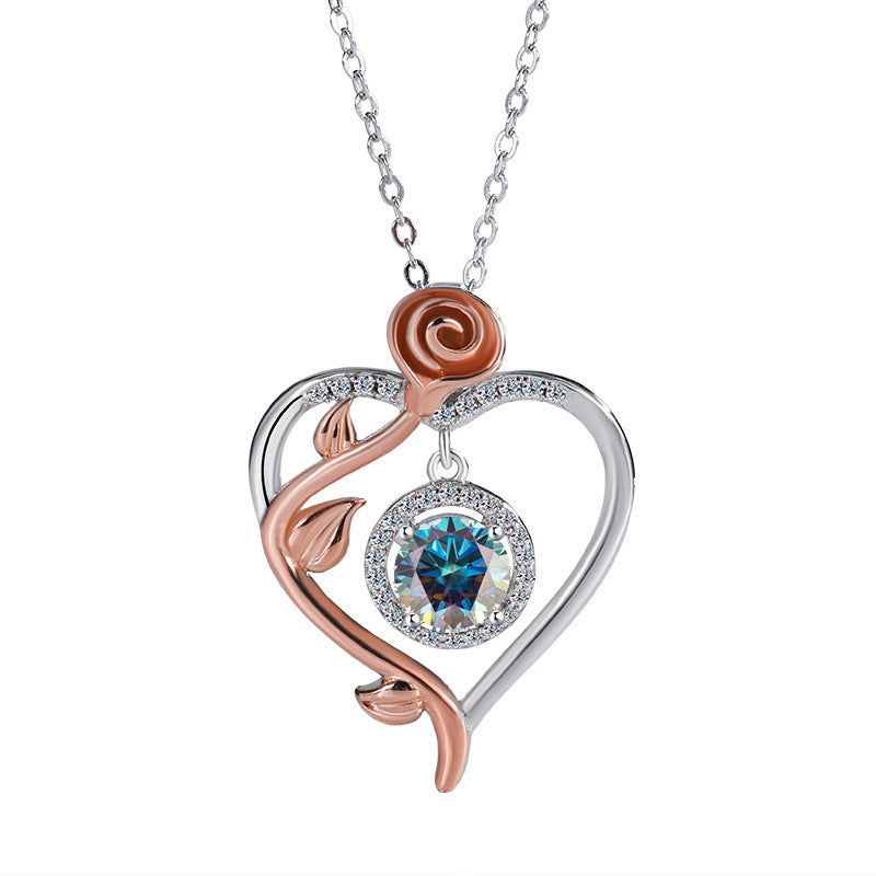 Cross-Border Europe and America S925Sterling Silver Beating Heart Clavicle Chain Necklace for Women Simple High-end Pendant Jewelry Wholesale Accessories