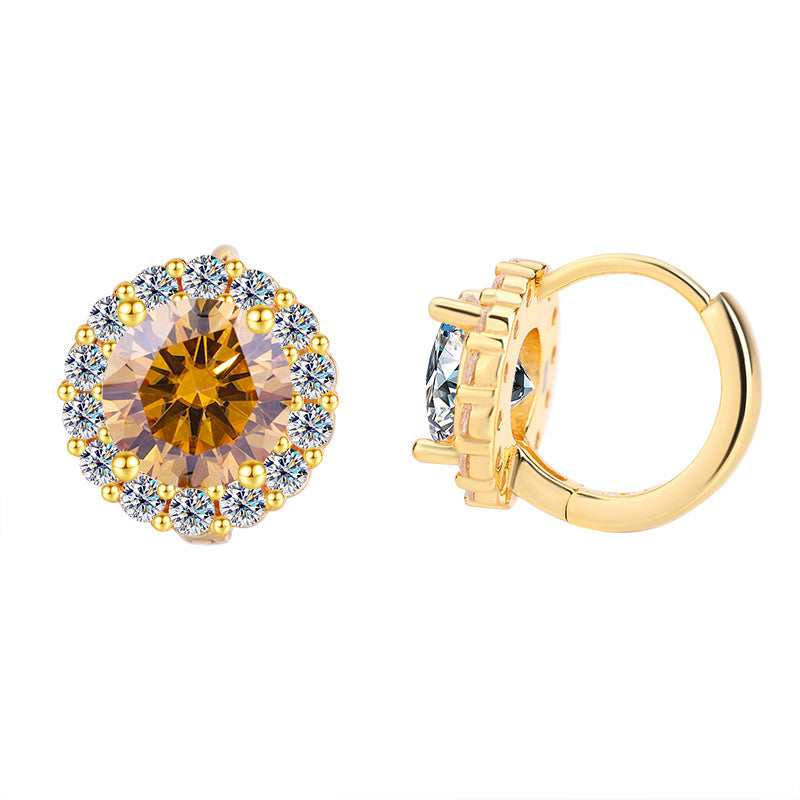 Best seller in europe and america S925Silver Moissanite Sunflower Earrings Simple Fashion Earrings Moissanite Diamond Earrings Factory Wholesale