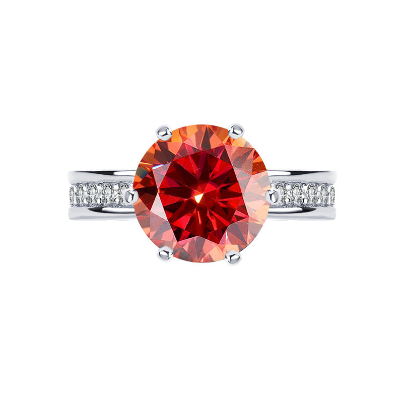 Cross-Border S925Silver Color Moissanite High Crown Queen Female Ring White Gold Diamond Simulation Proposal Wedding Diamond Ring