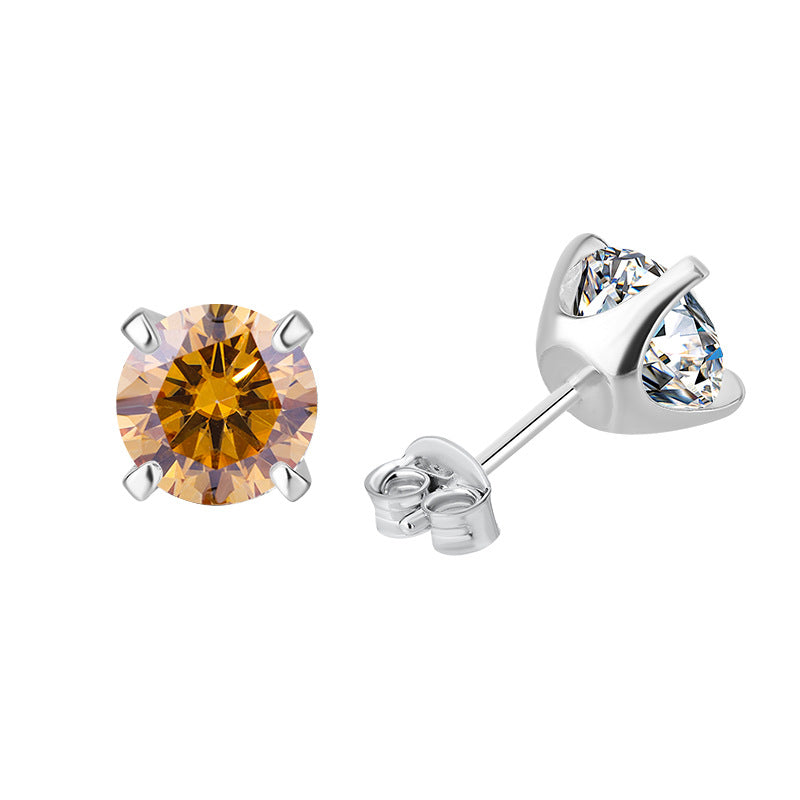S925Sterling Silver Moissanite Four-Prong Earrings for Women, Classic Moissanite Earrings, Fashionable and Simple Earrings, Factory Wholesale