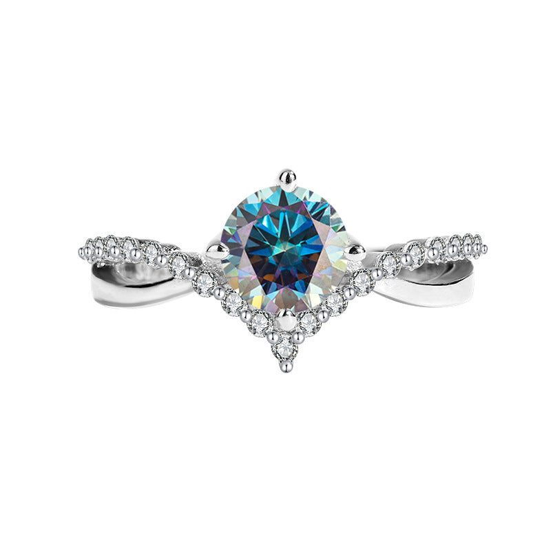 S925Sterling Silver Moissanite Ring for Women, Crown of Love Diamond Ring, Simulated Diamond Engagement Wedding Ring Wholesale