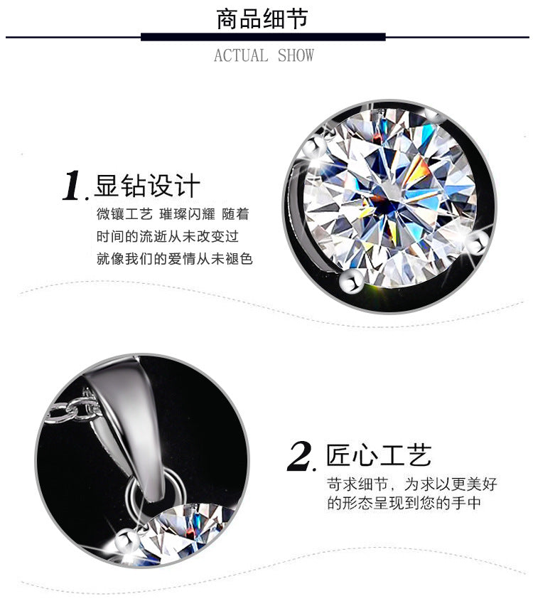 Exclusive for cross-border S925Silver Four-Claw Necklace Moissanite Diamond Pendant Simple Luxury Versatile Collarbone Chain Factory Wholesale