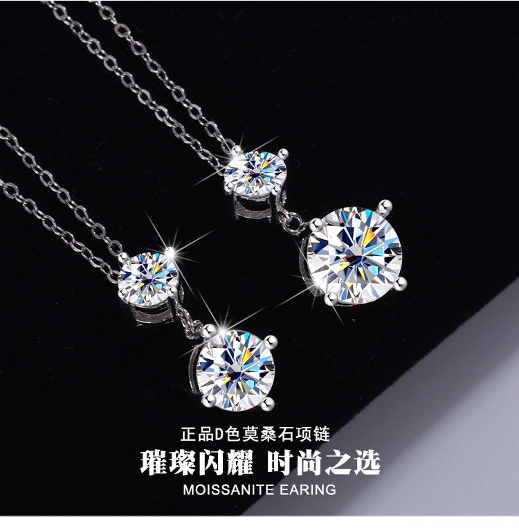 Cross-border Wholesale Direct Sales S925Sterling Silver Moissanite Gourd Necklace for Women Fashion Simple Pendant High-end Clavicle Chain