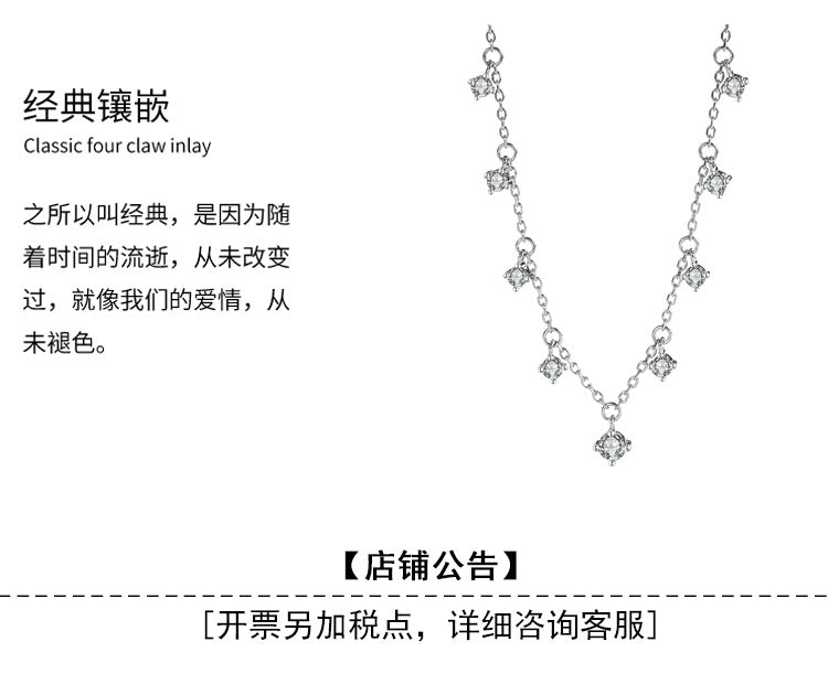 Cross-border Sparkling Moissanite Graff Collarbone Chain s925Sterling Silver1.1Carat Necklace Women's Light Luxury Fashion Accessories