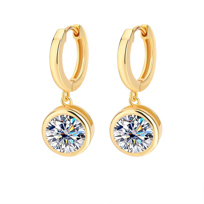 Cross-border wholesale Moissanite Bubble Earrings S925Silver Moissanite Earrings for Women Simple Fashion High-end Ear Jewelry