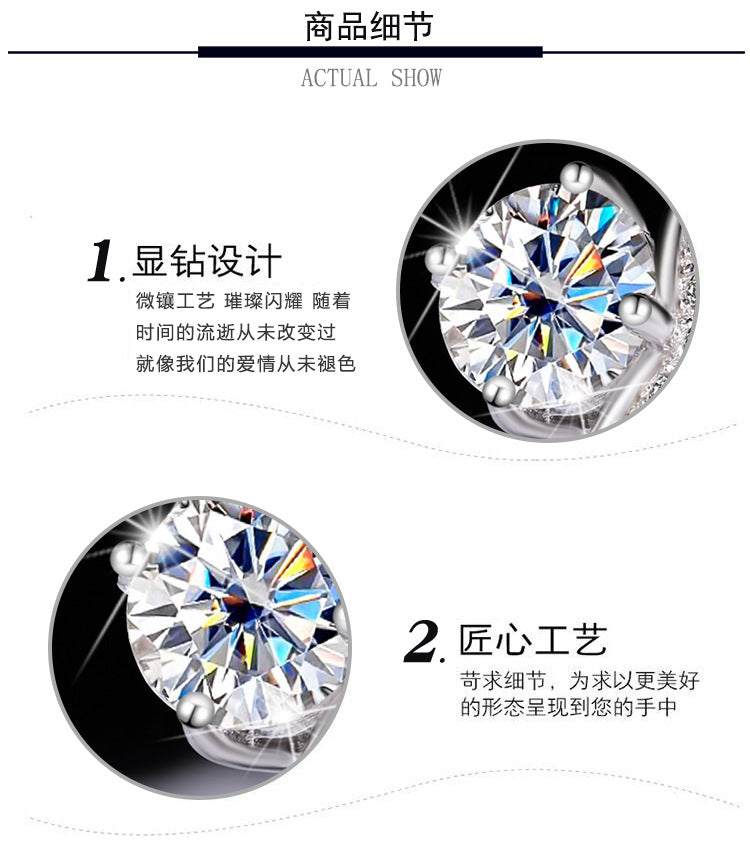 Sterling Silver Platinum Plated Moissanite Passable Diamond Pen Moissanite Crown Genuine Diamond Ring Simulated Diamond Proposal Wedding Ring