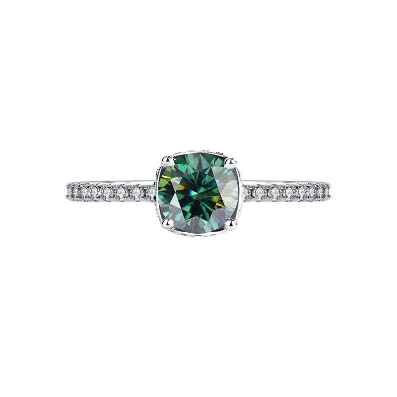 s925Sterling Silver Sunset Color Moissanite Ring for Women, TikTok Popular Fashion Wedding Ring, Live Wholesale
