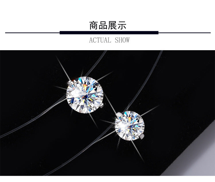 Same Style as Zhao Lusi S925Silver Collarbone Chain Mermaid Tears Necklace for Women, Niche High-end Moissanite Pendant Wholesale
