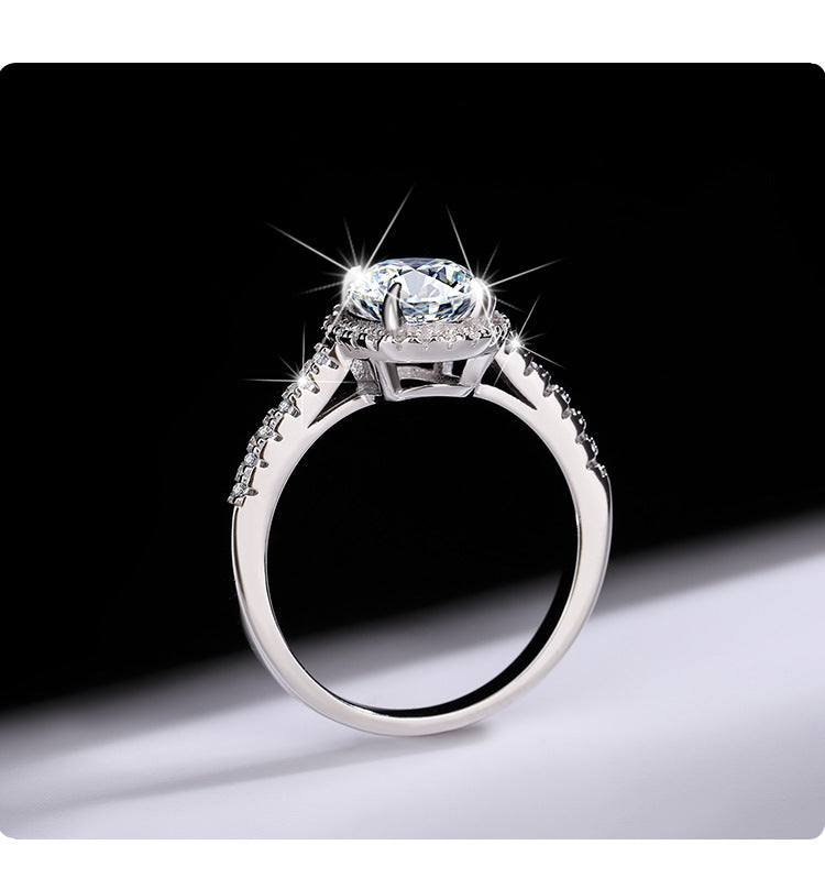 925Pure Silver Genuine Moissanite Diamond Ring2Carat Couple Rings Wedding Proposal Birthday Gift Rings for Girlfriend