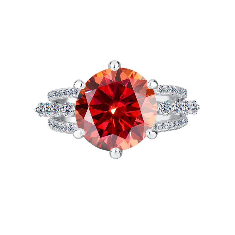 Amazon hot S925Silver Moissanite Three Lives Three Worlds Classic Six-Prong Moissanite Ring Women's Set Ring Wholesale