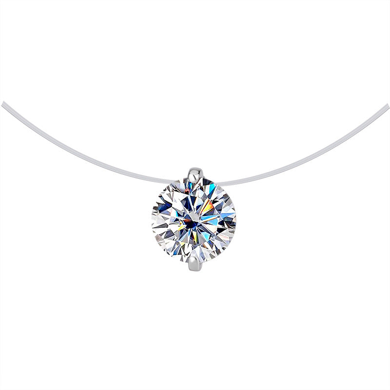 Same Style as Zhao Lusi S925Silver Collarbone Chain Mermaid Tears Necklace for Women, Niche High-end Moissanite Pendant Wholesale