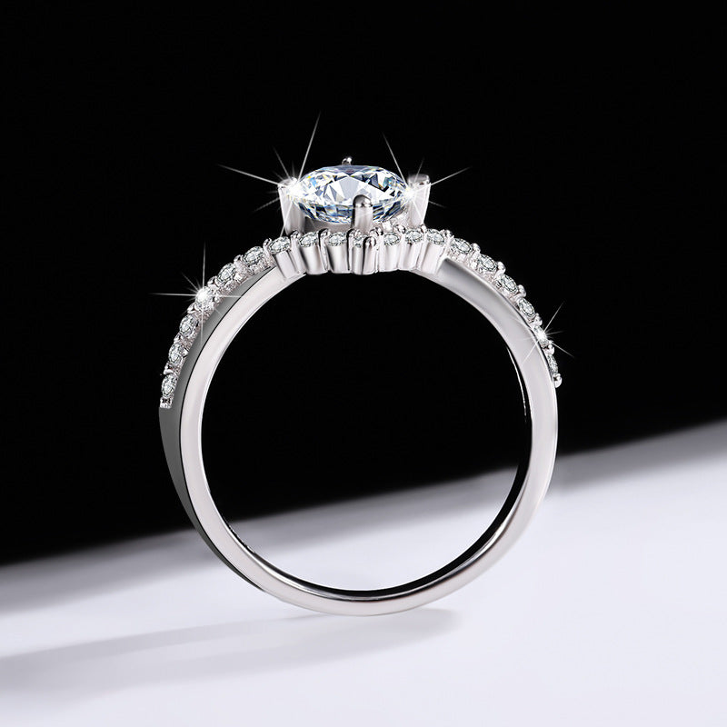 S925Sterling Silver Moissanite Ring for Women, Crown of Love Diamond Ring, Simulated Diamond Engagement Wedding Ring Wholesale