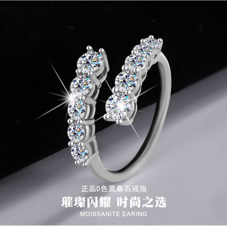 Cross-border new arrival S925Silver Moissanite Starry Sky Shining Night Ring Female fashion Exquisite ins High-end Manufacturer Direct Sale