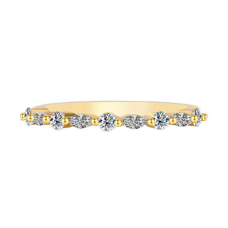 Cross-border hot selling S925Sterling Silver Horse Eye Moissanite Ring Set European and American Popular Stackable Ring Twin Women's Ring Factory Wholesale