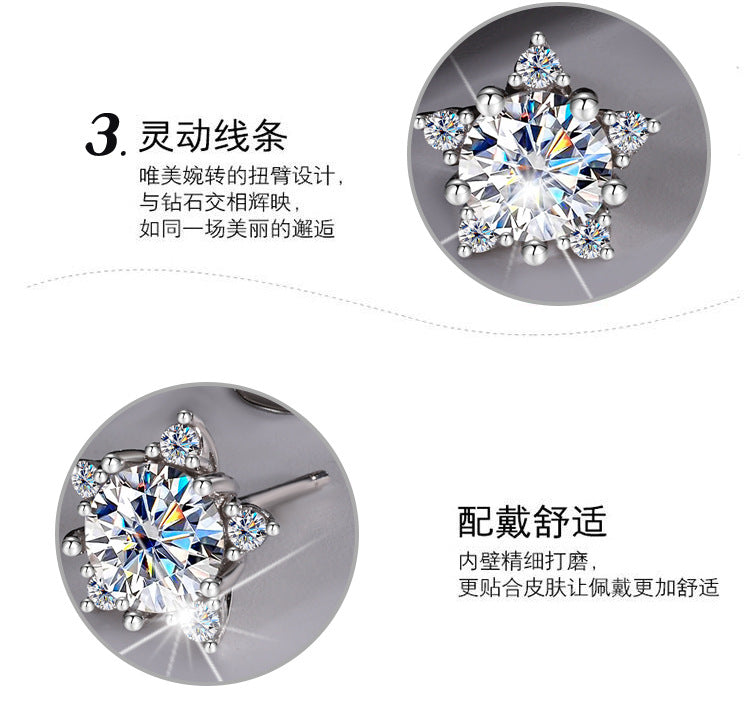 S925Sterling Silver Five-Pointed Star Moissanite Earrings High-End Fashion Versatile Sweet Moissanite Earrings for Women Cross-Border Source