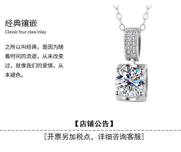 s925Sterling Silver Platinum Plated Micro Inlaid Bull Head Silver Pendant Moissanite Necklace for Women Classic Fashion Collarbone Chain Wholesale
