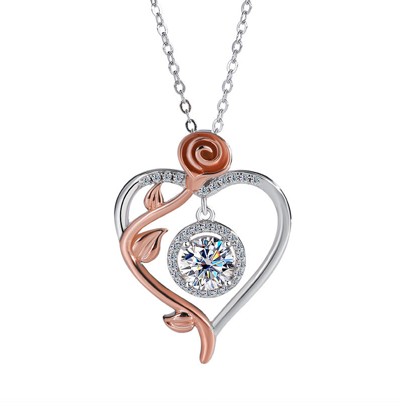 Cross-Border Europe and America S925Sterling Silver Beating Heart Clavicle Chain Necklace for Women Simple High-end Pendant Jewelry Wholesale Accessories