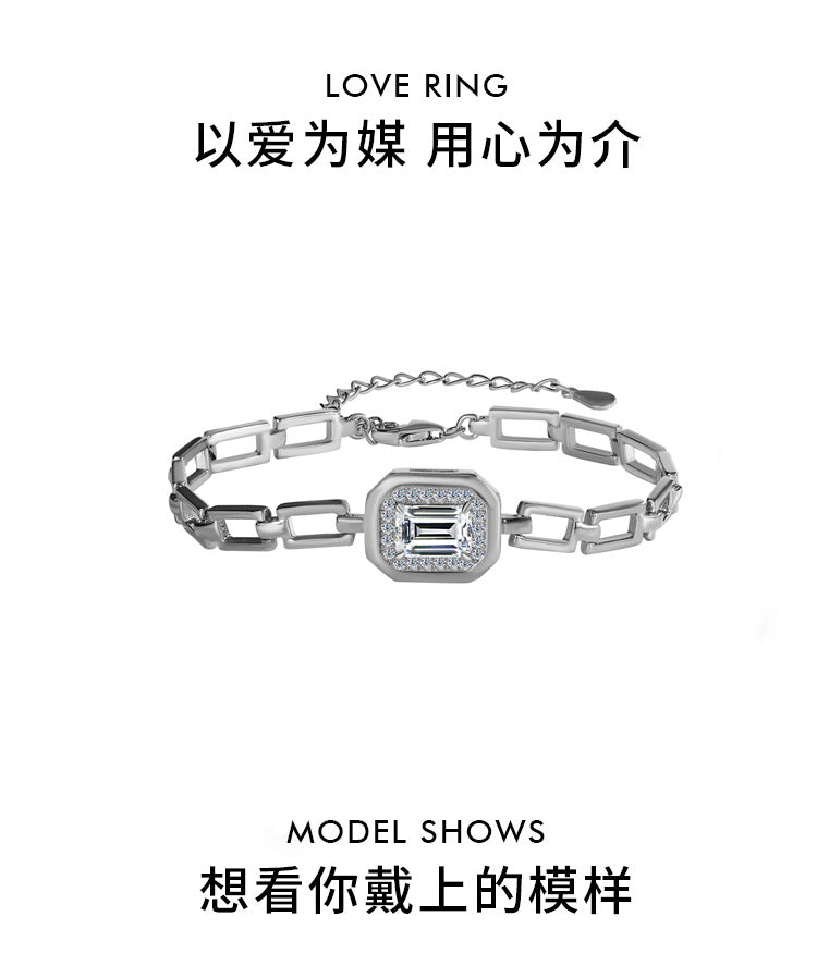 S925Sterling Silver Moissanite Geometric Bracelet 1Carat Irregular Moissanite Bracelet for Women, Light Luxury, Exquisite, Simple, Fashionable