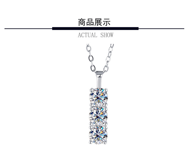 S925Silver D Moissanite Full Diamond Necklace for Women, Light Luxury Simple Korean Style Collarbone Chain1.5Cz diamond wholesale