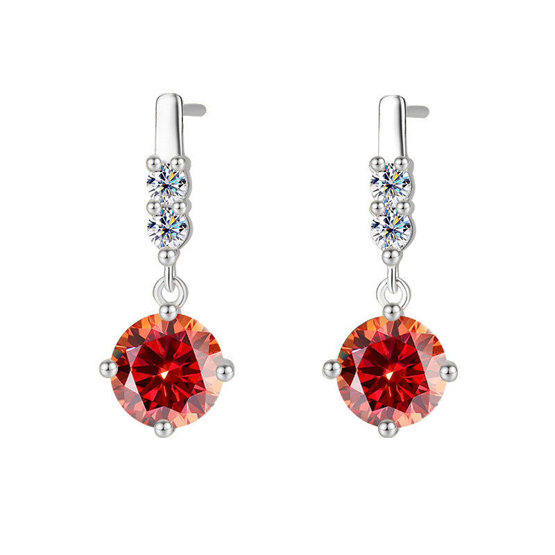 Cross-Border Factory Direct Sales S925Silver Tassel Dynamic Earrings Moissanite Stud Earrings for Women Moissanite Earrings Exquisite Craftsmanship Ear Jewelry