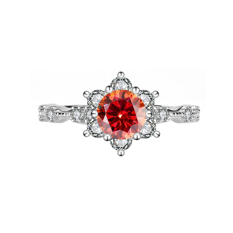 S925Sterling Silver Ring Genuine Moissanite Diamond Starlight Girl Couple Rings Wedding Proposal Gift for Girlfriend