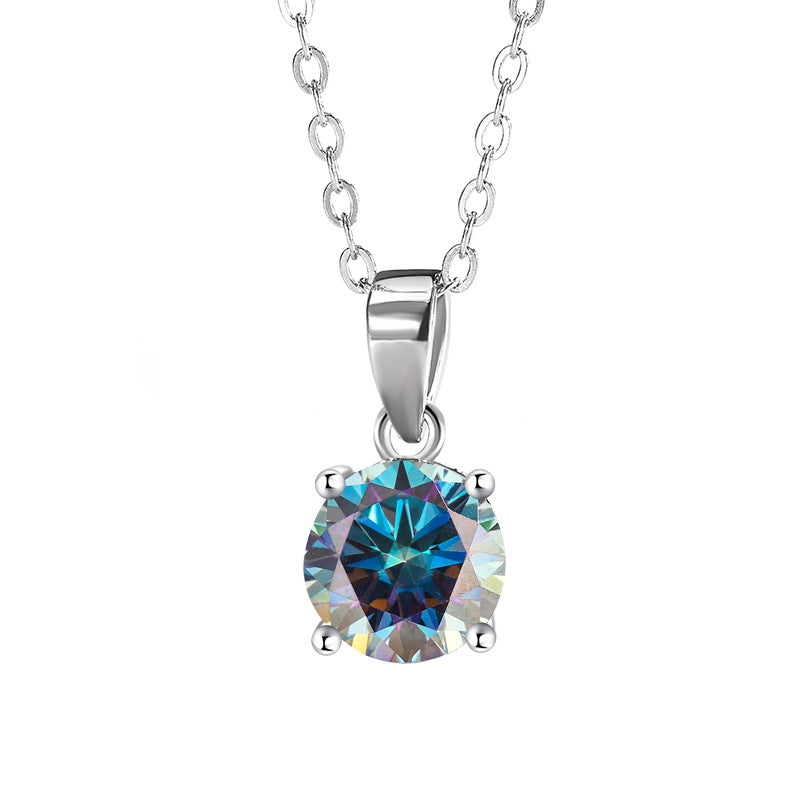 Exclusive for cross-border S925Silver Four-Claw Necklace Moissanite Diamond Pendant Simple Luxury Versatile Collarbone Chain Factory Wholesale