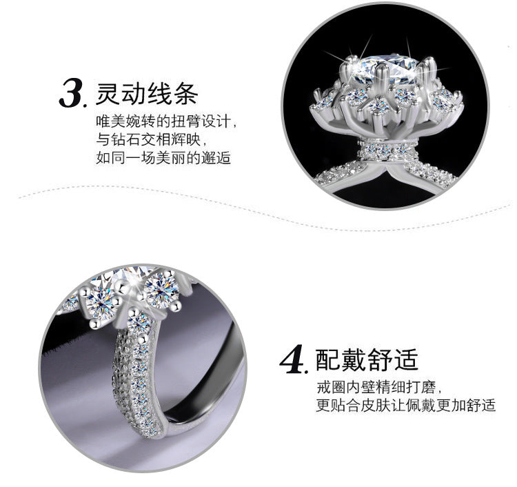Cross-border new arrival S925Silver Moissanite Princess of First Snow1Carat Ring Female Wedding Gift Diamond Ring Spot Wholesale