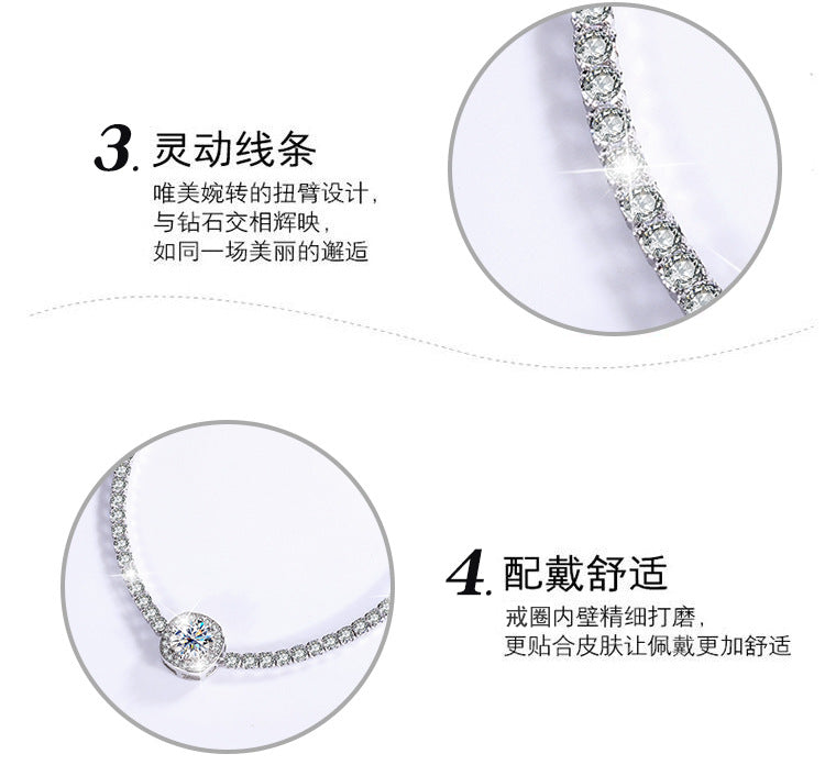 S925Silver Moissanite Bracelet Real Diamond Moissanite Square Bag Simple Women's Style TikTok Kuaishou Live Streaming Factory Direct Sale