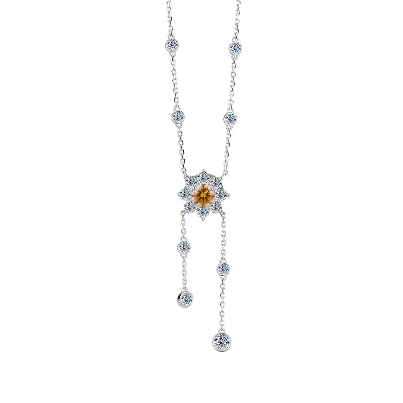 Cross-Border S925Pure Silver Tassel Bubble Rose Necklace for Women, Ultra Luxurious Design, Light Luxury Jewelry, Factory Wholesale