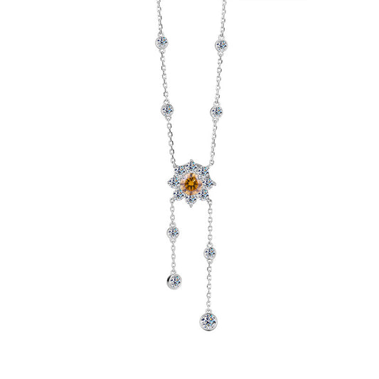 Cross-Border S925Pure Silver Tassel Bubble Rose Necklace for Women, Ultra Luxurious Design, Light Luxury Jewelry, Factory Wholesale