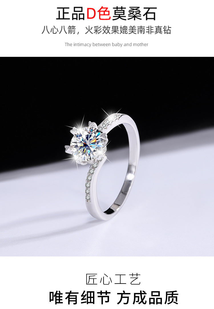 s925Sterling Silver Ring Twisted Arm Snowflake Moissanite High-end Fashion Women's Cross-border E-commerce Diamond Wholesale