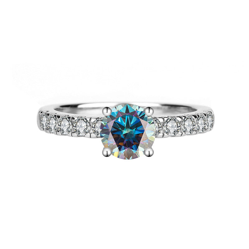 Exclusive for cross-border S925Sterling Silver Moissanite Luxury Four-Claw Couple Rings Wedding Birthday Gift Rings for Girlfriend