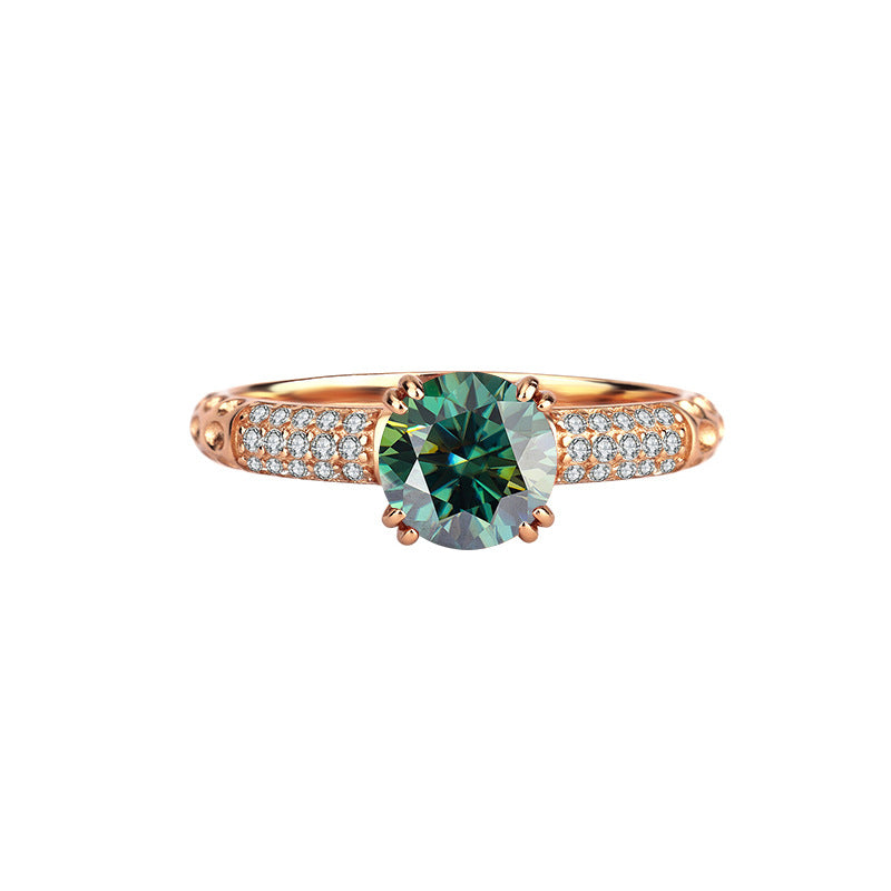 S925Sterling Silver Rose Gold Qianxun Moissanite Diamond Ring European and American TikTok Kuaishou Live Factory Wholesale Brilliant Diamond Ring