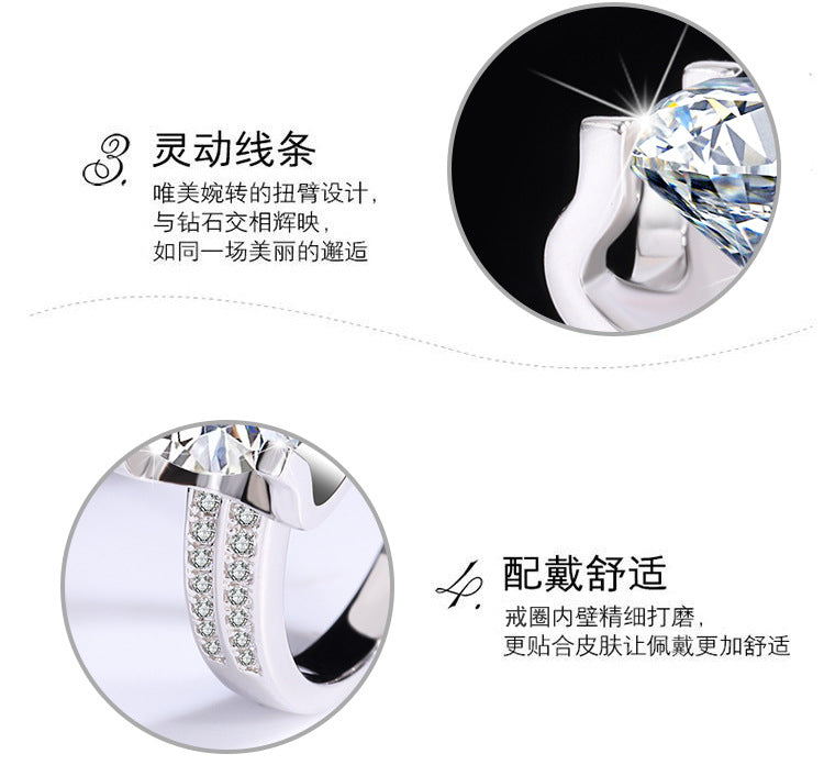 s925Silver Ring Bull Head3Claroissanite Diamond Ring for Women Double Row Diamond Ring Pigeon Egg Wedding Ring Live Streaming Exquisite