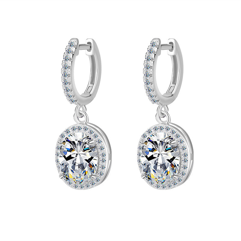 Moissanite S925Sterling Silver Classic Egg-Shaped Earrings Irregular Moissanite Stud Earrings Women Fashion High-End Ear Jewelry Wholesale