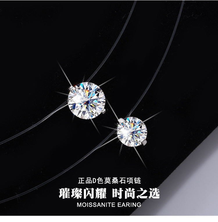 Same Style as Zhao Lusi S925Silver Collarbone Chain Mermaid Tears Necklace for Women, Niche High-end Moissanite Pendant Wholesale