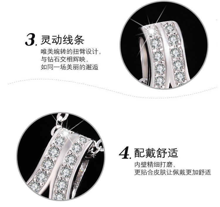 s925Sterling Silver Herringbone Necklace Silver Pendant Moissanite Women's Classic Jewelry Fashion Collarbone In Stock Wholesale