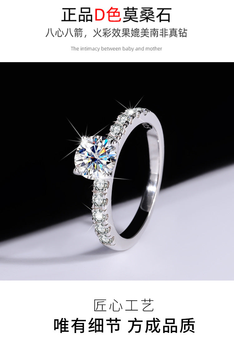 Exclusive for cross-border S925Sterling Silver Moissanite Luxury Four-Claw Couple Rings Wedding Birthday Gift Rings for Girlfriend