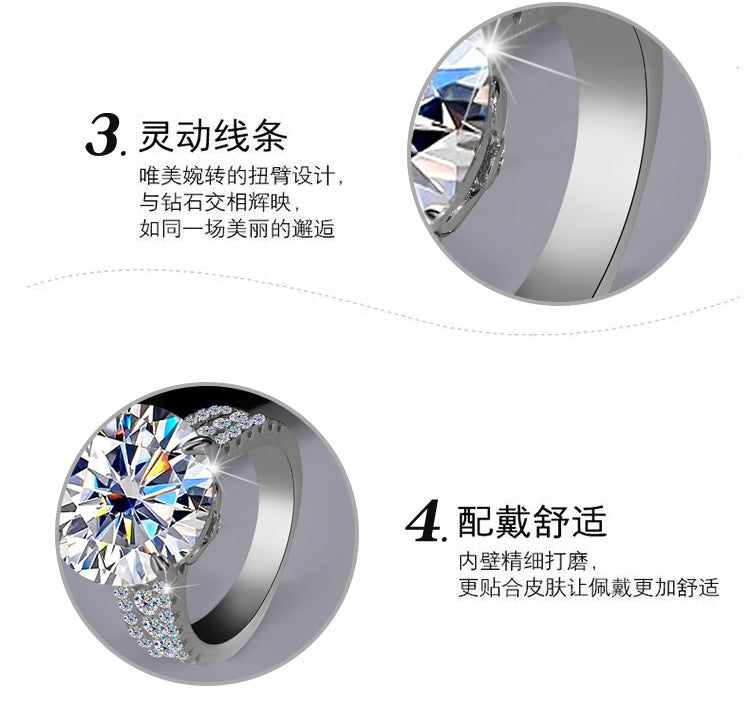 Cross-Border S925Sterling Silver Bow Pigeon Egg10Clamoissanite Ring Luxury Super Flash Women's Ring Factory Wholesale