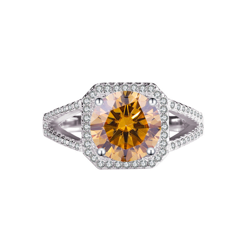 Exclusive for cross-border S925Silver Luxury Square Bag Colorful Moissanite Ring for Women Pure Silver White Gold Diamond Simulated Diamond Wholesale