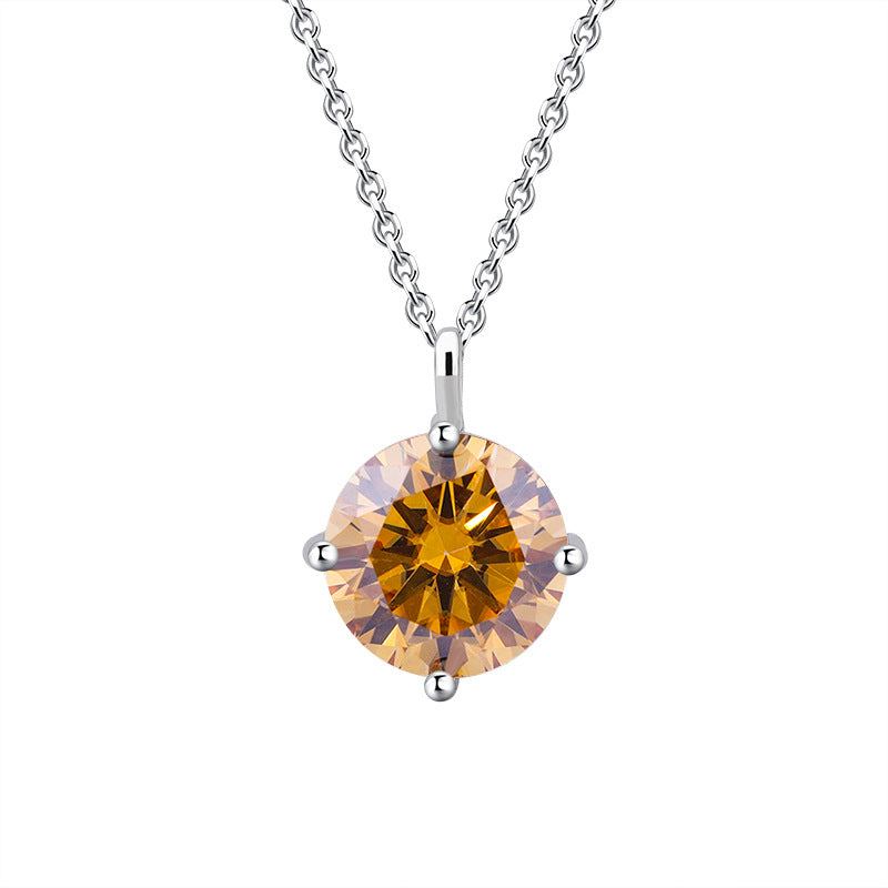 S925Sterling Silver Classic Four-Claw Moissanite Pendant Necklace for Women Fashion High-End Collarbone Chain Jewelry Wholesale