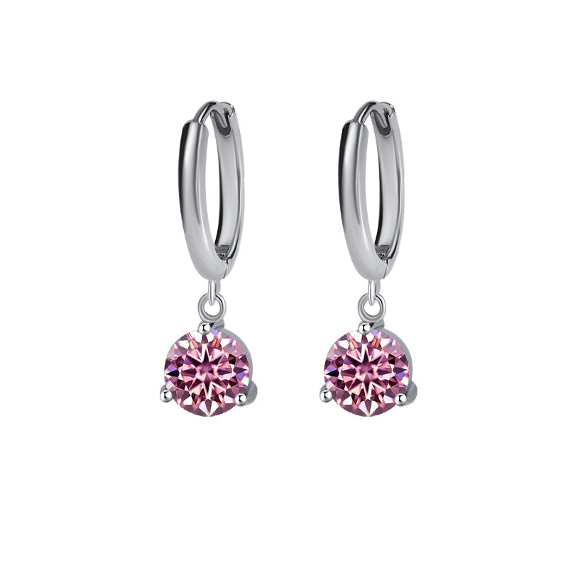 Europe and america cross border S925Sterling Silver Three-Prong Earrings Moissanite Ear Jewelry Classic Simple Hoop Moissanite Stud Earrings Wholesale
