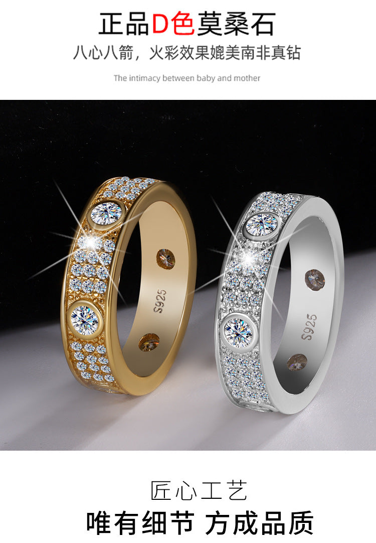 Exclusive for cross-border S925Pure Silver Moissanite Ring for Women Full Diamond Row Ring Full Moissanite High-end Exquisite Women's Ring Wholesale