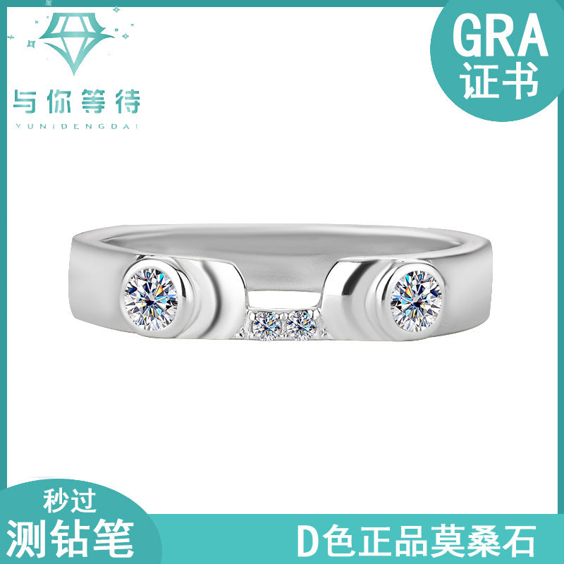 Cross-border hot selling S925Sterling Silver Cupid Moissanite Ring for Women Moissanite Women's Ring Wedding Band Factory Wholesale