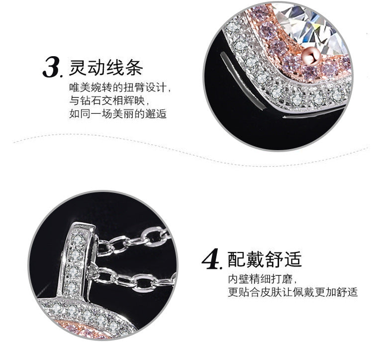 Exclusive for cross-border S925Sterling Silver Square Pendant Necklace for Women with Micro Pave Moissanite Diamond Pendant Clavicle Chain Wholesale for Live Streaming