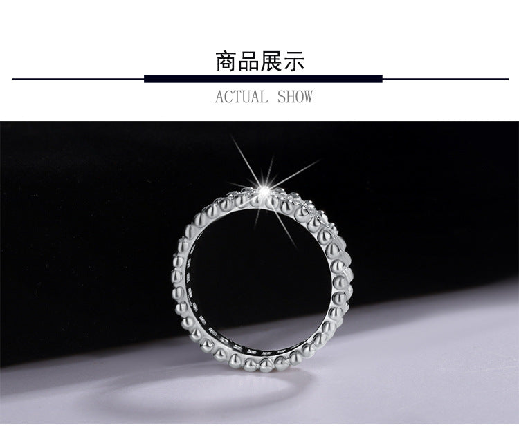 Cross-border hot selling S925Sterling Silver Kaleidoscope Bead Edge Full Diamond Ring Female Moissanite Ring Starry Sky Ring Wholesale